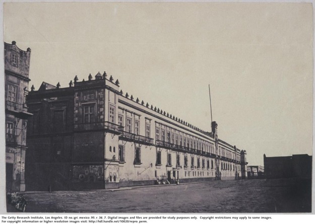Palacio de Mexico, 1858. View of the National Palace from the north.